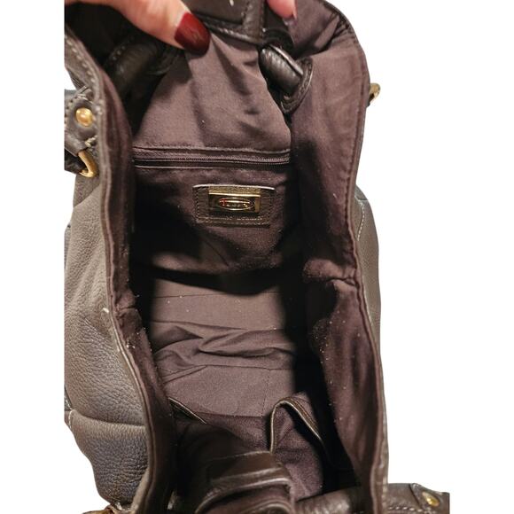 VTG Talbots Brown Pebble Leather Hobo Bucket Shoulder Bag Everyday Streetwear - Picture 9 of 10